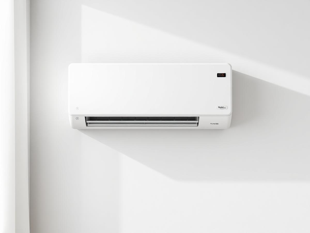 Clean white wall-mounted split system air conditioner installed in a modern room